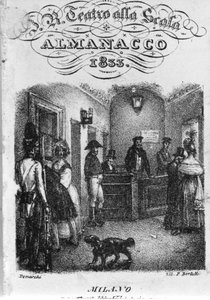 Billettkontoret til teatro alla Scala, almanach fra 1833. av Unknown artist