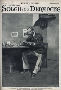 Rettssaken mot Høyesterett: Mr. Paul Deroulede (1846-1914), en fransk forfatter og nasjonalistisk aktivist som er en viktig aktør innen anti-dreyfusisme, i sin celle etter sitt forsøk på statskupp 23. februar. Gravering i “” Le sun-du-dimanche””, 29. oktob av Unknown artist