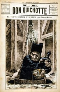 Sannheten kommer ut av en brønn - i Le Don Quixote du 27/10/1882 av Unknown artist