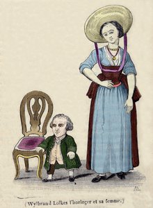 Urmakeren Wylbrand Lolkes med sin kone. 1800-talls gravering. av Unknown artist