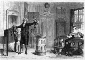 Theatre de l'Ambigu comique i Paris: teaterstykke "" le crime de faverne", drama i fem akter og syv malerier av Theodore Barriere (1823-1877) og Leon Beauvallet (1828-1885). Akt III, andre tabell. Gravering i "" The Illustrious av Unknown artist