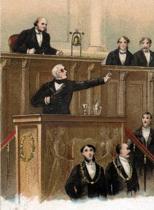 Det er bare én feil igjen ved å overgi Adolphe Thiers (1797-1877) til det lovgivende organet som forutsier hendelsene i 1870, 3. mai 1866 (Adolphe Thiers taler i et møtekammer i korpset lÃ av Unknown artist
