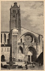 Toulouse katedral - Cathedrale Saint-Etienne de Toulouse - (Saint Etienne) gravering i "" PATRIE" - PECTUREQUIREQUE BESKRIVELSE AV FRANKRIKE I 6 BIND AV LUCIEN HUARD - slutten av 1800-tallet av Unknown artist
