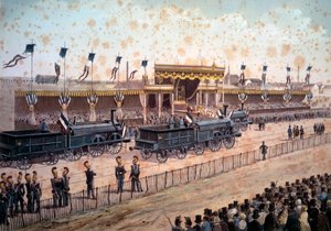 Transport: innvielse av jernbanelinjen mellom Paris og Strasbourg. 1864. Gravering Paris, B.N. av Unknown artist