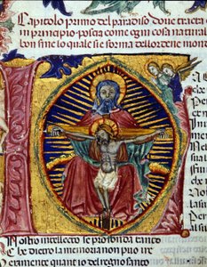 Treenighet (Den Hellige Ånds due sees i Faderens skjegg). Codex opplyst av Unknown artist