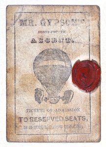 To shilling-billett for reserverte seter ved "Mr Gypsums førti-fjerde oppstigning", 1. oktober 1841 av Unknown artist