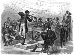 Universal exhibition: Gypsy musicians from the Austrian section. Engraving in “The Illustrous Universe” av Unknown artist