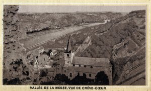 Vallee de la Meuse: utsikt over Creve Coeur (Creve-Coeur eller Crevecoeur), Wallonia, Belgia. Kromolitografi fra slutten av 1800-tallet. av Unknown artist
