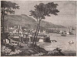 Utsikt fra en skogkledd ås i byen Barcelona, Catalonia, Spania av Unknown