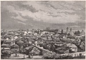 Utsikt over Bucuresti i løpet av XIX århundre av Unknown
