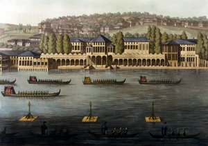 Utsikt over Konstantinopel, en av sultanens boliger langs Bosporos. 1800-tallet. av Unknown artist