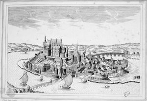 Utsikt over Decize i 1640 - gravering av Unknown artist