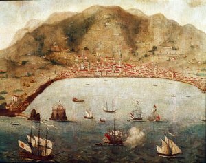 Utsikt over Funchal, Madere Island (maleri av Unknown artist