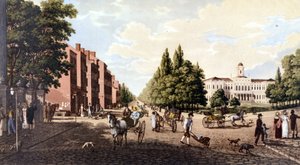 Utsikt over New York: Broadway og rådhus. SD-litografi rundt midten av 1800-tallet. av Unknown artist