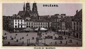 Utsikt over Place du Martroy i Orleans, Department of Loiret og Centre-regionen, Frankrike. Kromolitografi fra slutten av 1800-tallet. av Unknown artist