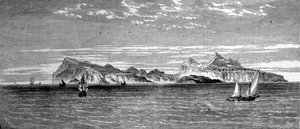 Utsikt over øya Procida utenfor Napoli. 1800-talls gravering. av Unknown artist