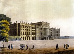 Utsikt over Schönbrunn slott, tidligere residens for den østerrikske keiserfamilien, Wien, Østerrike, gravering rundt 1830 av Unknown artist