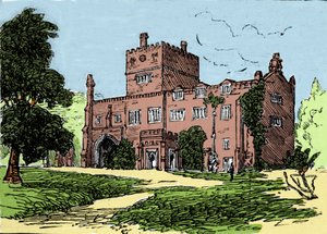Utsikt over Tavistock Abbey, residensen til Francis Drake (1540-1596), privatist og britisk oppdagelsesreisende. Illustrasjon av 1800-tallet. av Unknown artist