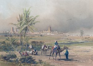 Utsikt over Timbuktu i moderne Mali, ca. 1850 (trykk) av Unknown artist