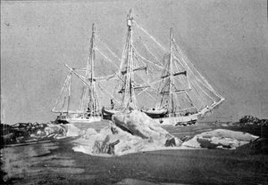 Utsikt over det belgiske vitenskapelige skipet "" Belgica"" brukt i Antarktis-ekspedisjonene, fanget i isen av Unknown artist