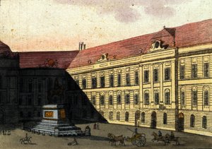 Utsikt over Josephplatz (Joseph platz) i Wien, Østerrike Gravering fra 1820 av Unknown artist