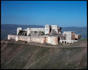 Utsikt over Krak of the Knights, Crusader castle, ca. 1100 (Fotografi) av Unknown artist