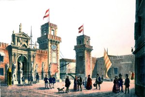 Utsikt over Venezia-arsenalet på 1800-tallet. av Unknown artist