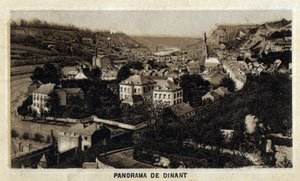 View of the city of Dinant, Wallonia, Belgium. Chromolithography of the end of the 19th century. av Unknown artist