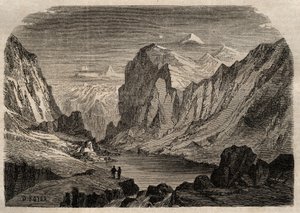 View of the country of Davos in Switzerland in the 19th century - engraving in “” Dictionnaire populaire illustrious” - 1864 - by Joseph Decembre and Edmond Allonier - av Unknown artist