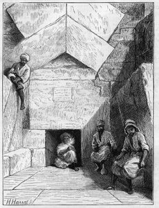 Utsikt over inngangen til Kheops-pyramiden (Cheops, Keops, Khoufu, Khufu) i Guizeh (Guiseh, Giza, Giza), Egypt av Unknown artist
