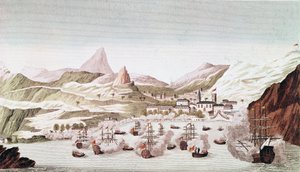 Utsikt over øya Saint Helena (gravering av Unknown artist