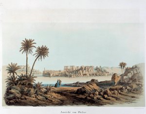 Utsikt over øya Philae i Egypt. Paris fra 1800-tallet, Frankrikes høyskole av Unknown artist