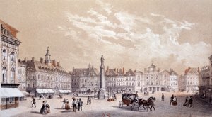Utsikt over det store torget i byen Lille. Gravering av Paris fra 1800-tallet, B.N. av Unknown artist