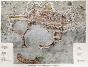 Utsikt over havnen i Civitavecchia nær Roma. 1800-tallet. av Unknown artist