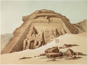 Utsikt over tempelet til Abu Simbel. Egypt. Illustrasjon av 1800-tallet. Paris, College of France av Unknown artist
