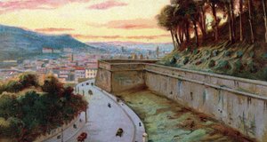 Utsikt over murene i Viale Vaticano mellom Vatikanstaten og Roma, Italia. Kromolitografi fra 1930-tallets privatsamling. av Unknown Artist