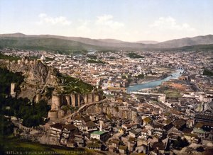 Utsikt over Tbilisi (tidligere navn Tiflis), hovedstaden i republikken Georgia - rundt 1890 Privat samling av Unknown artist