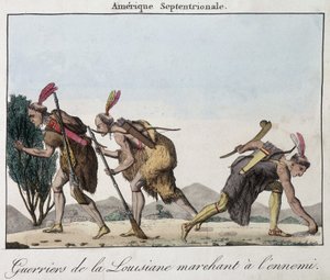Warriors of Louisiana i fotsporene til fienden - gravering av Unknown artist