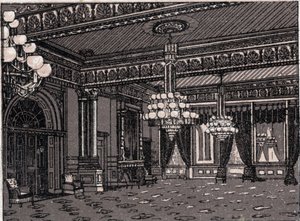 Washington, USA: utsikt over East Room, Det hvite hus. i "" Verden illustrerer 168 visninger"" Udatert (slutten av 1800-tallet) av Unknown artist
