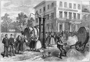 Watering system in the streets of Vienna, Austria in 1873. av Unknown artist