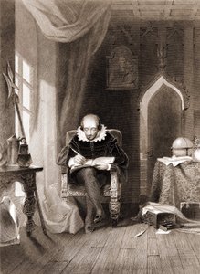 William Shakespeare (1564 - 1616) in his office. av Unknown artist