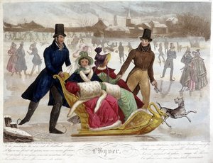 Vinter: Skating - gravering av Unknown artist