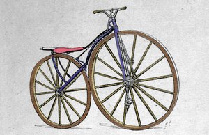Velocipede modell av tre. Pierre Michaux, oppfant pedalen på begynnelsen av 1860-tallet. av Unknown artist