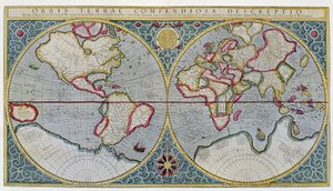 Verdenskart over Mercator (1587) - etter "Gerardus Mercators Atlas av Unknown artist