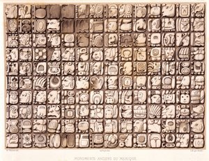 Skrivetavle - i "Ancient Monuments of Mexico: Palenqué and Other Ruins of the Ancient Civilization of Mexico" av Brasseur de Bourbourg, Paris av Unknown artist