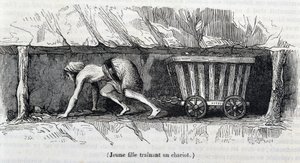 Ung jente som jobber i kullgruvene i England av Unknown artist