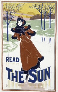 Ung kvinne på skøyter - annonse for avisen "" The Sun"" av Unknown artist
