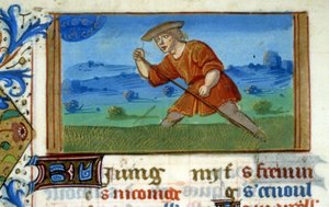 Zodiac Kreft og gressklipping - Miniatyr av middelalderen (ref. 137, 048v): Forespørsel om tillatelse fra kommunalbiblioteket i Toulouse (tlf: 05 62 27 66 66) av Unknown artist