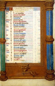 Zodiac Skytten og helgener for november måned - middelalder i miniatyr (ref.: 135, 006r): forespørsel om tillatelse fra kommunalbiblioteket i Toulouse (tlf: 05 62 27 66 66) av Unknown artist