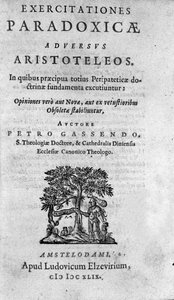 frontispice av ""The Paradoxical Exercises Against Aristoteles"" av Pierre Gassendi (1592-1655), fransk filosof, astronom, matematiker og fysiker. av Unknown artist